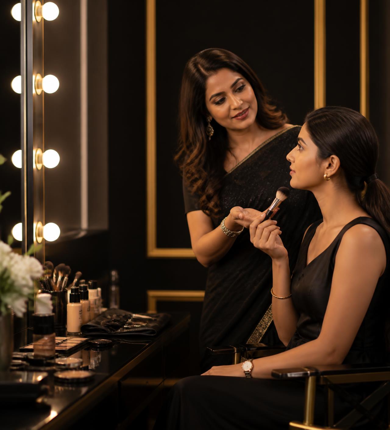 Makeup instructor training students at Siri Beauty Academy